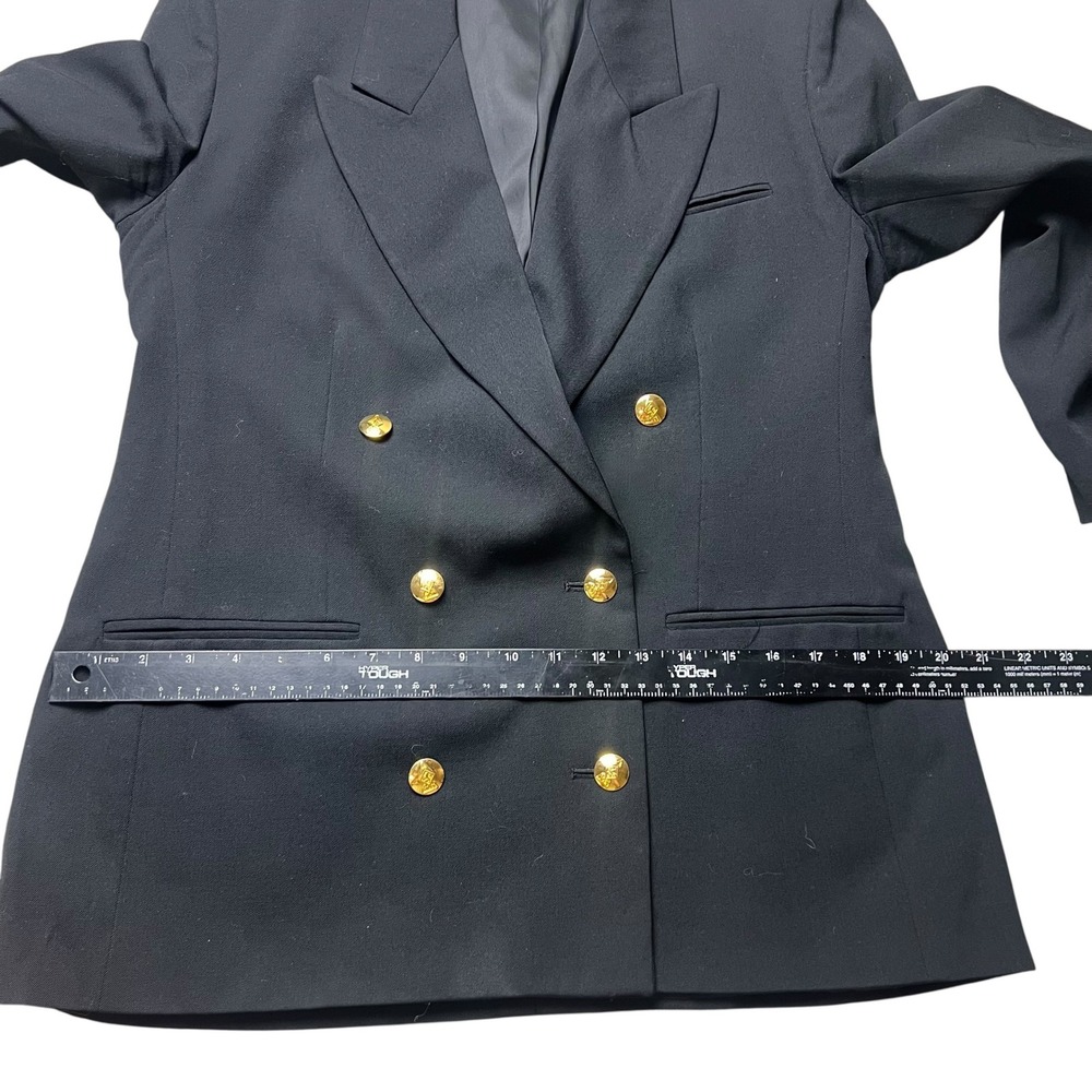 Vintage Austin Reed Black Double Breasted Blazer Gold Crest Buttons London NY - Picture 12 of 13
